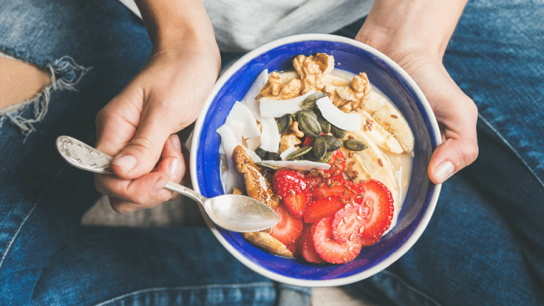 healthy portion of fruit and grains