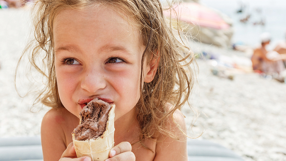 Boy eating ice cream cone