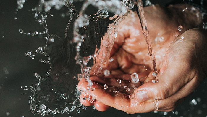 Person washing hands