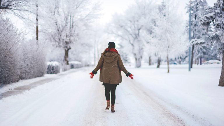 Woman outside in winter