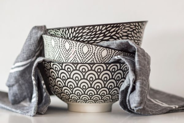 Black and white patterned bowls 