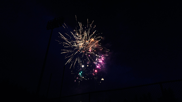 Fireworks against a black night sky