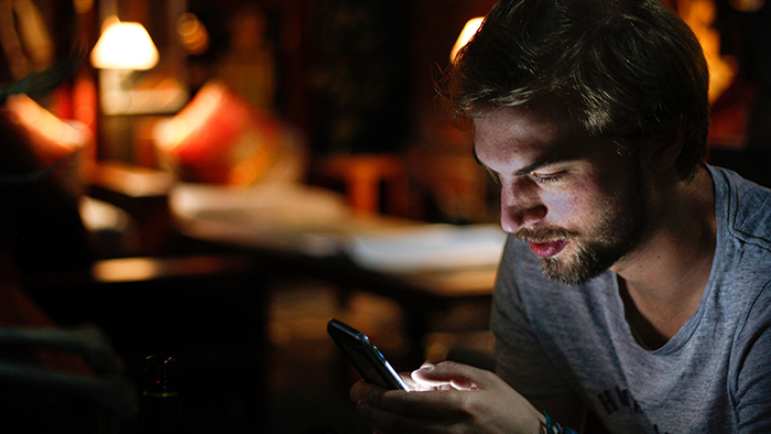 Man looking at cellphone