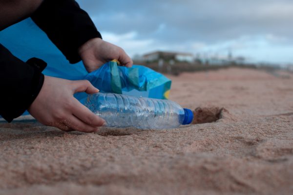 Plastic bottle on beach