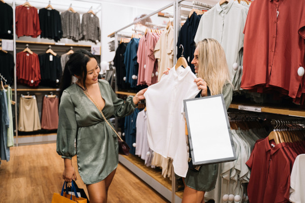 Two women going shopping for clothes together